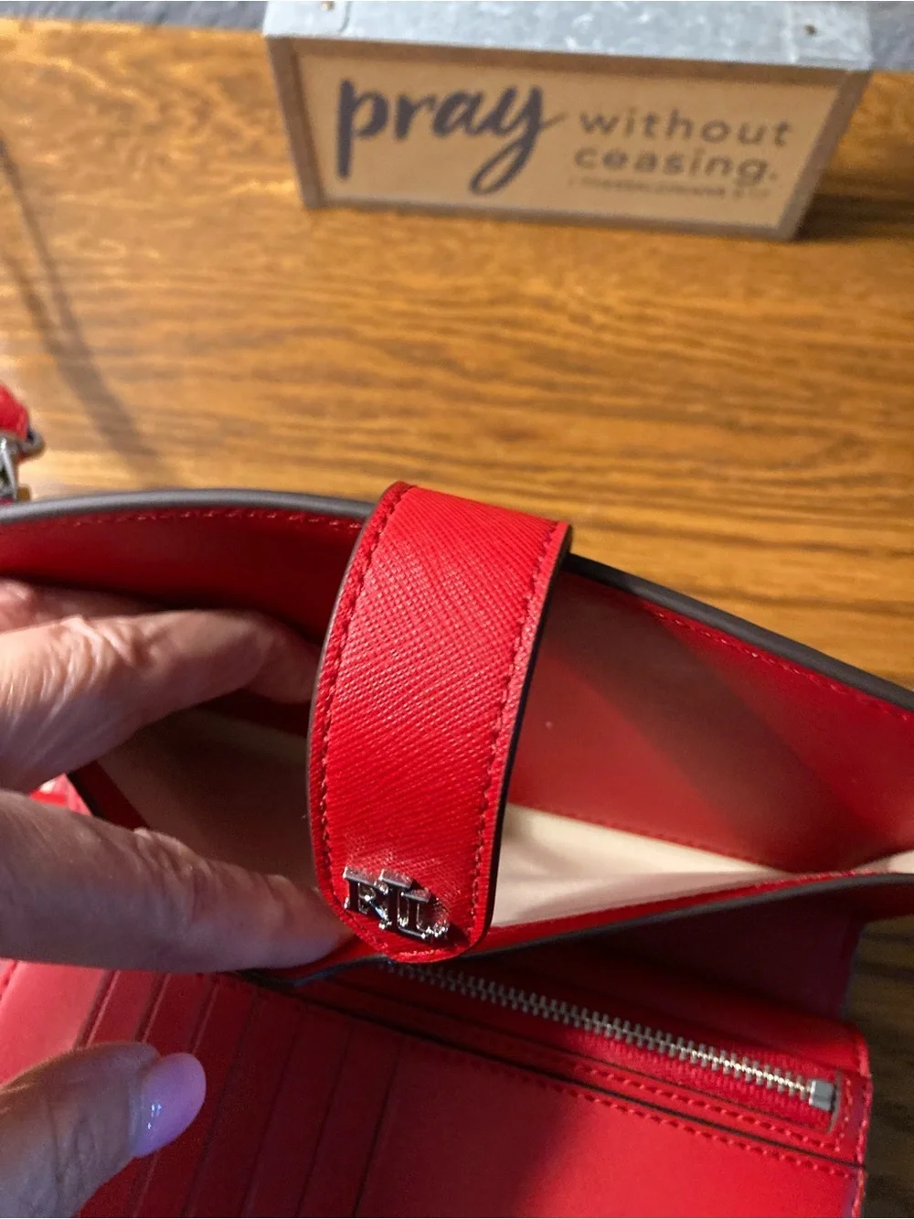 LAUREN Ralph Lauren Crosshatch Leather Tech Wristlet New Without Tags